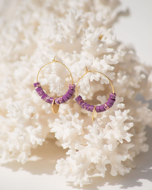 Creole purple stone earring