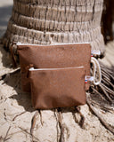 pochette de plage Jubai marron pailleté vue intérieure Guadeloupe
