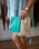 Jubai brown glitter beach clutch