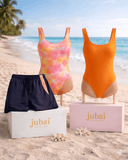 [Coffret H/F] Jenna Orange + Boardshort Bleu Flower